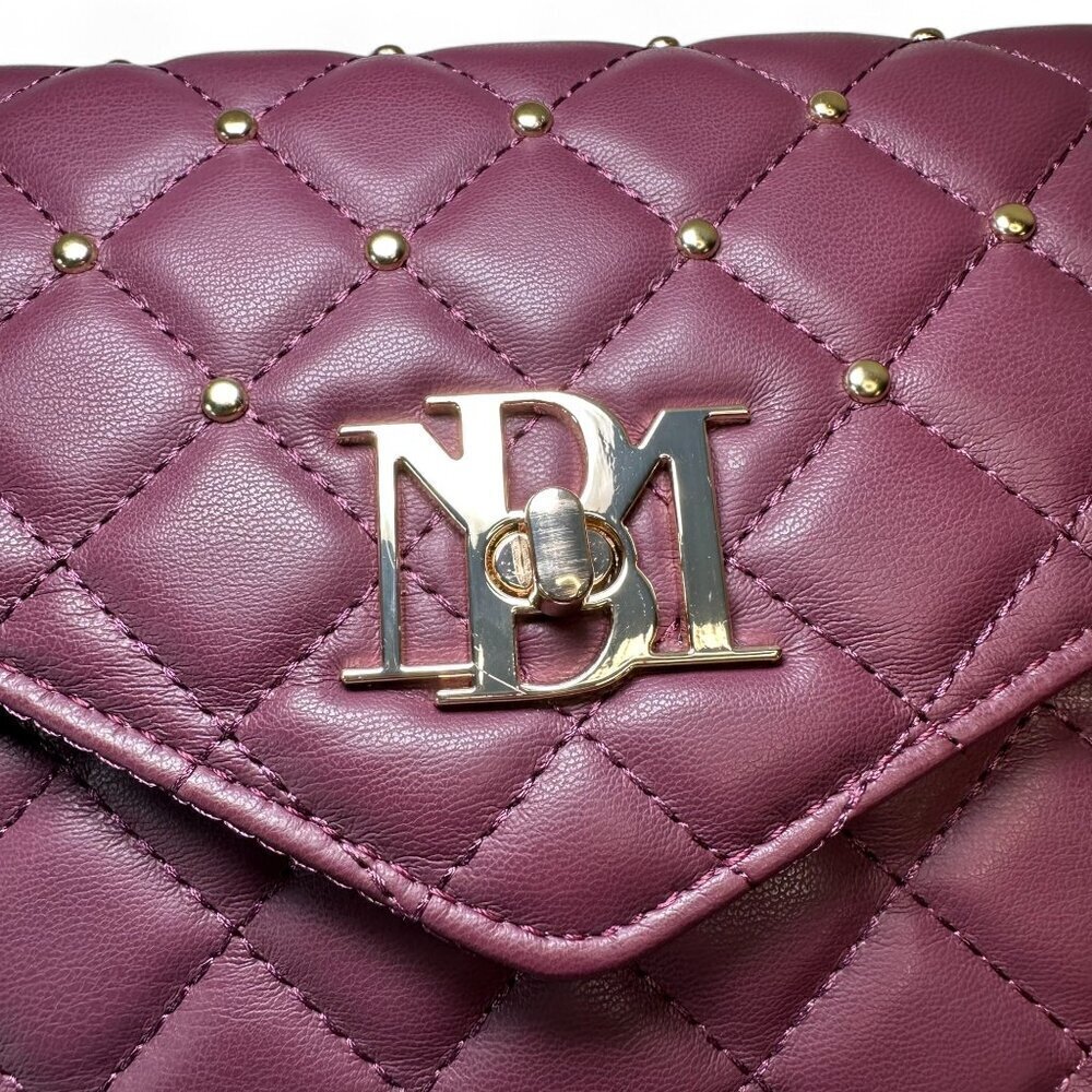 Badgley Mischka Diamond Quilt Convertible Crossbody - Plum/Burgundy - Picture 6 of 16